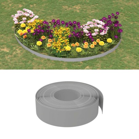 vidaXL Borduras de jardín 5 uds polietileno gris 10 m 15 cm