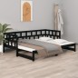vidaXL Sofá cama extraíble madera maciza de pino negro 2x(90x200) cm 
