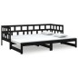 vidaXL Sofá cama extraíble madera maciza de pino negro 2x(90x200) cm 