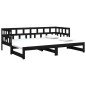 vidaXL Sofá cama extraíble madera maciza de pino negro 2x(90x200) cm 
