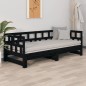 vidaXL Sofá cama extraíble madera maciza de pino negro 2x(90x200) cm 
