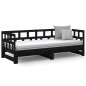 vidaXL Sofá cama extraíble madera maciza de pino negro 2x(90x200) cm 