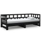 vidaXL Sofá cama extraíble madera maciza de pino negro 2x(90x200) cm 