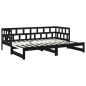 vidaXL Sofá cama extraíble madera maciza de pino negro 2x(90x200) cm 