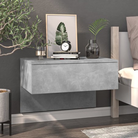vidaXL Mesita de noche de pared color gris hormigón