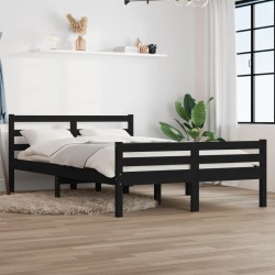 vidaXL Estructura de cama doble pequeña madera maciza negra 120x190 cm