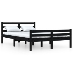vidaXL Estructura de cama doble pequeña madera maciza negra 120x190 cm