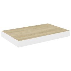 vidaXL Estante flotante de pared MDF roble y blanco 50x23x3,8 cm