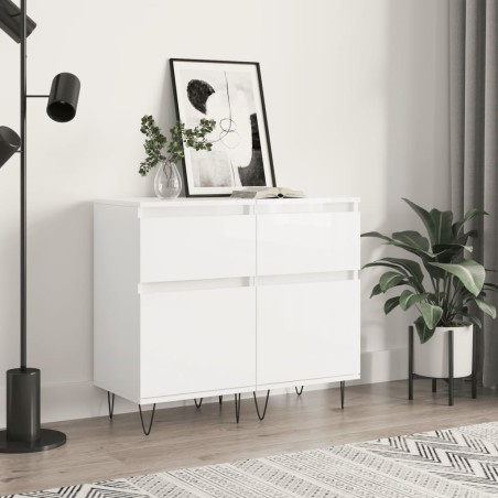 vidaXL Aparadores 2 uds madera de ingeniería blanco brillo 40x35x70 cm