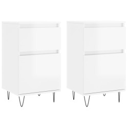 vidaXL Aparadores 2 uds madera de ingeniería blanco brillo 40x35x70 cm