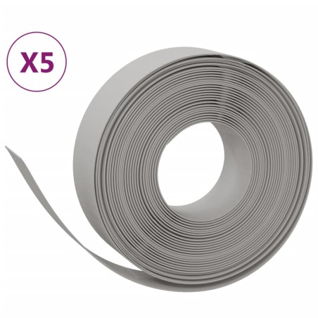 vidaXL Borduras de jardín 5 uds polietileno gris 10 m 15 cm