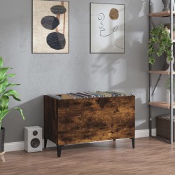 vidaXL Mueble discos madera contrachapada roble ahumado 74,5x38x48 cm