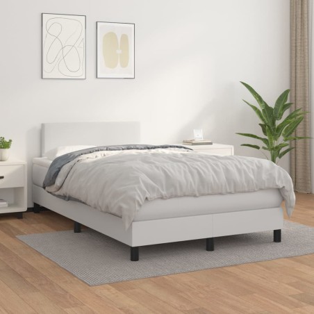 vidaXL Cama box spring con colchón cuero sintético blanco 120x200 cm