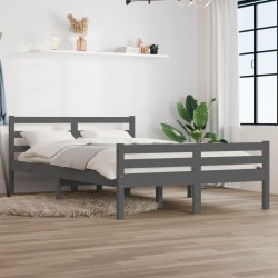 vidaXL Estructura de cama de madera maciza gris 140x190 cm