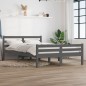 vidaXL Estructura de cama de madera maciza gris 140x190 cm