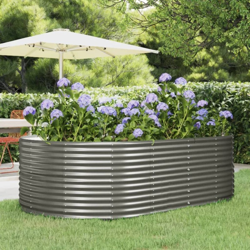 vidaXL Jardinera arriate acero recubrimiento polvo gris 212x140x68 cm vidaXL Jardinera arriate acero recubrimiento polvo gris 212x140x68 cm