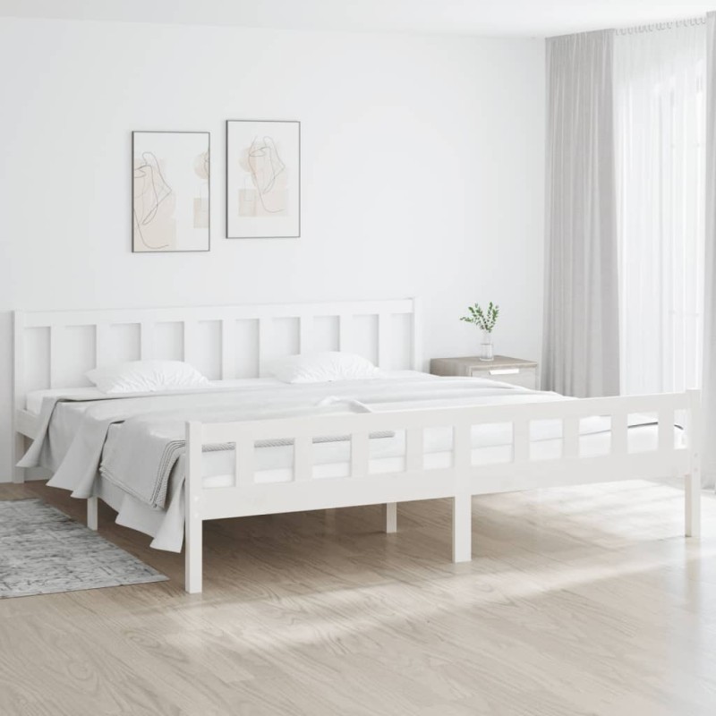 vidaXL Estructura de cama madera maciza blanca 200x200 cm vidaXL Estructura de cama madera maciza blanca 200x200 cm