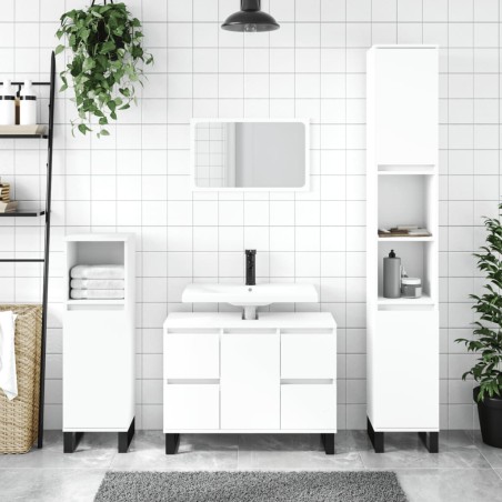 vidaXL Armario de baño madera de ingeniería blanco 30x30x100 cm
