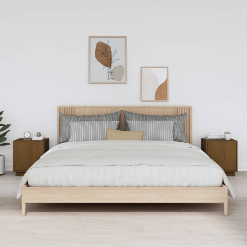 vidaXL Mesitas de noche 2 uds madera de pino marrón miel 40x34x45 cm vidaXL Mesitas de noche 2 uds madera de pino marrón miel 40x34x45 cm