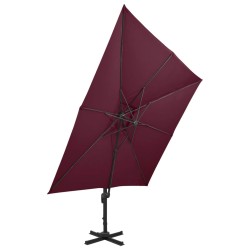 vidaXL Sombrilla voladiza con doble techo rojo burdeos 300x300 cm