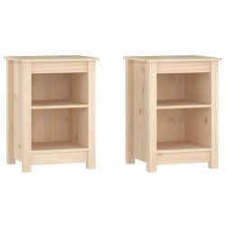 vidaXL Mesitas de noche 2 uds madera maciza de pino 40x35x55 cm