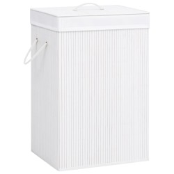vidaXL Cesta para la ropa sucia de bambú de una sección blanca