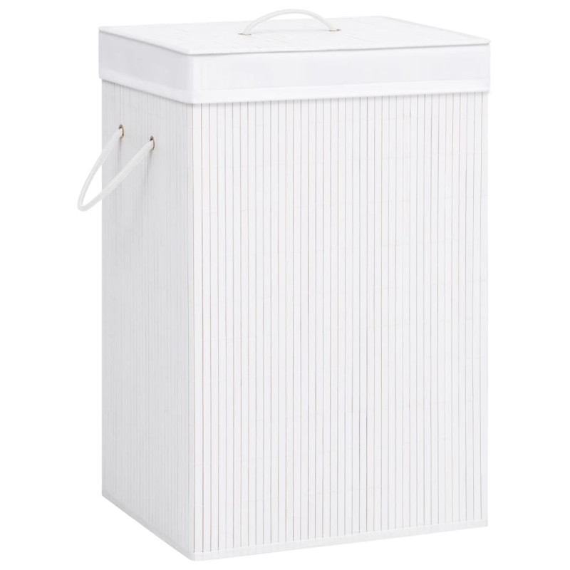 vidaXL Cesta para la ropa sucia de bambú de una sección blanca vidaXL Cesta para la ropa sucia de bambú de una sección blanca