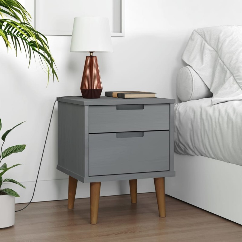 vidaXL Mesita de noche MOLDE madera maciza de pino gris 40x35x48 cm vidaXL Mesita de noche MOLDE madera maciza de pino gris 40x35x48 cm