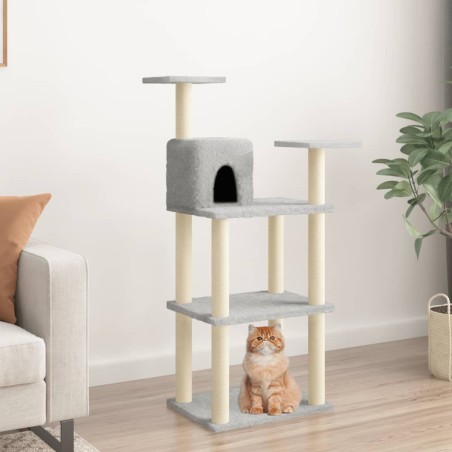 vidaXL Rascador para gatos con postes de sisal 119 cm gris claro
