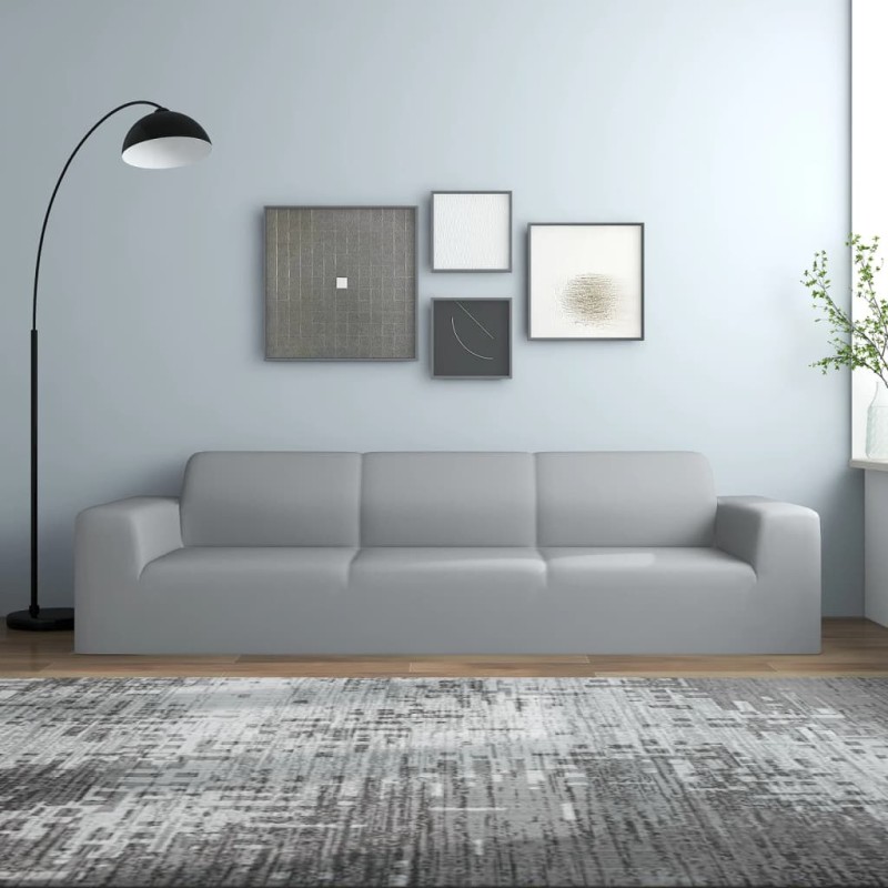 vidaXL Funda elástica para sillón de 4 plazas poliéster jersey gris vidaXL Funda elástica para sillón de 4 plazas poliéster jersey gris