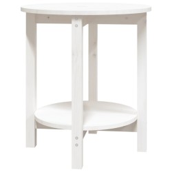 vidaXL Mesa de centro de madera maciza de pino blanco Ø55x60 cm