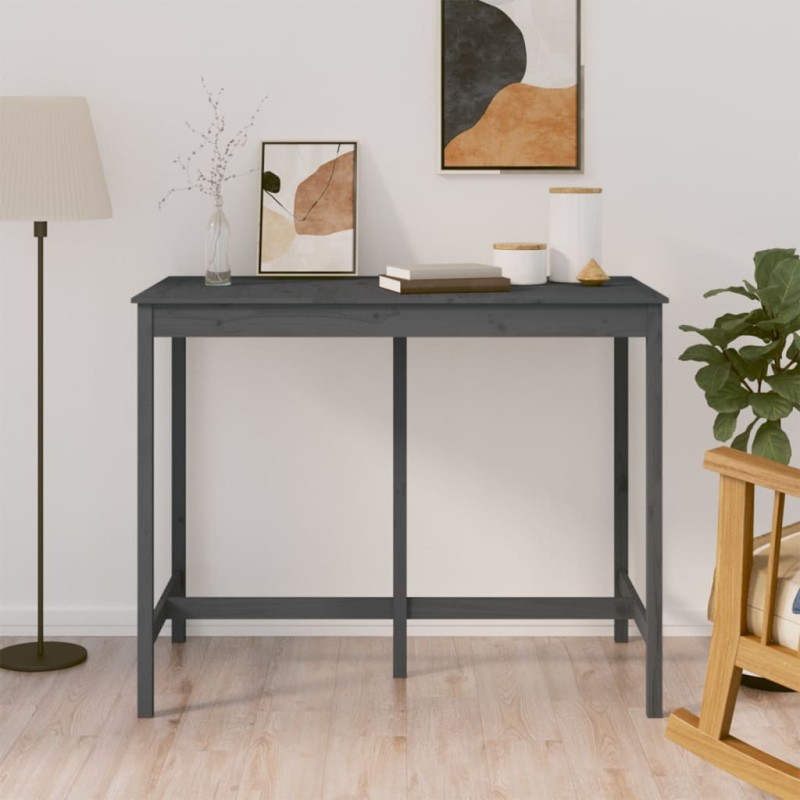 vidaXL Mesa alta de bar de madera maciza de pino gris 140x80x110 cm vidaXL Mesa alta de bar de madera maciza de pino gris 140x80x110 cm