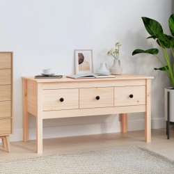 vidaXL Mesa de centro de madera maciza de pino 102x49x55 cm