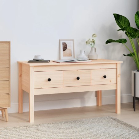 vidaXL Mesa de centro de madera maciza de pino 102x49x55 cm