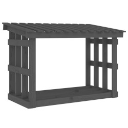 vidaXL Leñero de madera maciza de pino gris 108x64,5x77 cm