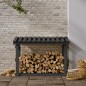 vidaXL Leñero de madera maciza de pino gris 108x64,5x77 cm vidaXL Leñero de madera maciza de pino gris 108x64,5x77 cm