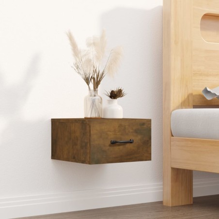 vidaXL Mesita de noche de pared roble ahumado 35x35x20 cm  
