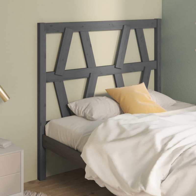 vidaXL Cabecero de cama madera maciza de pino gris 96x4x100 cm vidaXL Cabecero de cama madera maciza de pino gris 96x4x100 cm