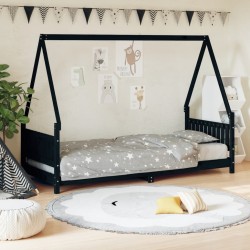 vidaXL Estructura de cama para niños madera de pino negro 80x200 cm