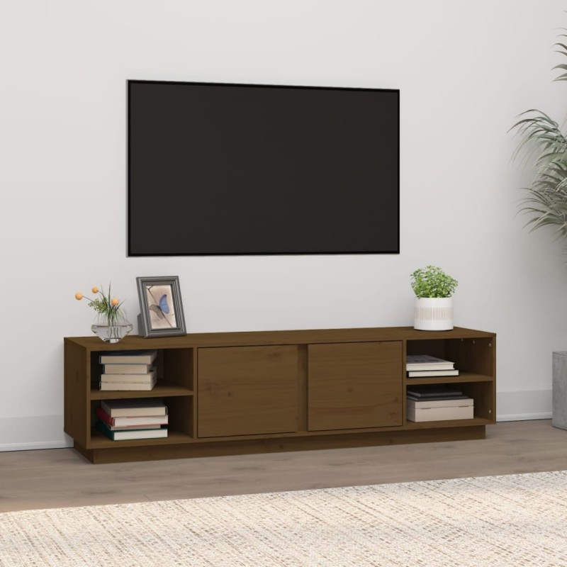 vidaXL Mueble de TV madera maciza de pino marrón miel 156x40x40 cm