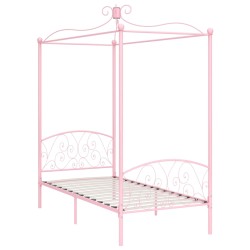 vidaXL Estructura de cama con dosel metal rosa 90x200 cm