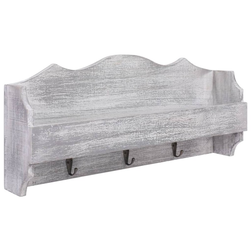 vidaXL Perchero de pared de madera gris 50x10x23 cm vidaXL Perchero de pared de madera gris 50x10x23 cm