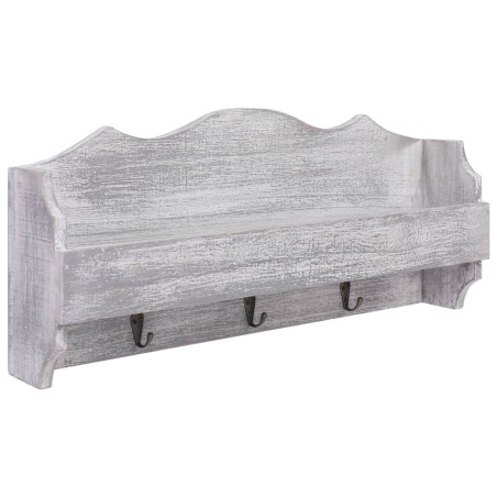 vidaXL Perchero de pared de madera gris 50x10x23 cm