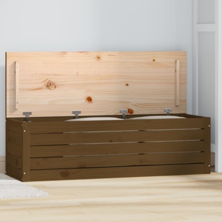 vidaXL Caja almacenaje madera maciza pino marrón miel 109x36,5x33 cm