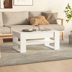 vidaXL Mesa de centro madera contrachapada blanco 102x55x42 cm
