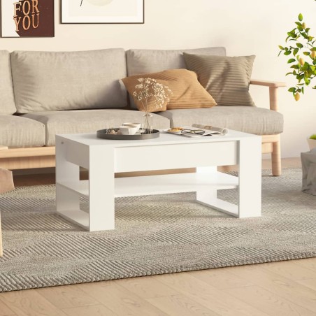 vidaXL Mesa de centro madera contrachapada blanco 102x55x42 cm