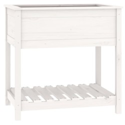 vidaXL Jardinera con estante madera maciza de pino blanco 82,5x54x81cm