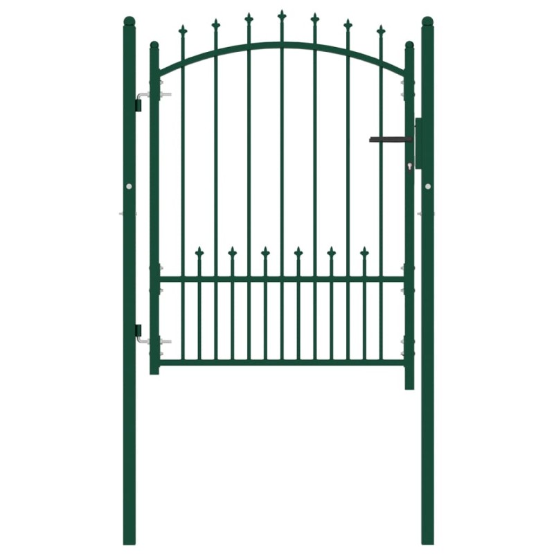 vidaXL Puerta de valla con picos acero verde 100x125 cm vidaXL Puerta de valla con picos acero verde 100x125 cm