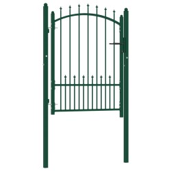 vidaXL Puerta de valla con picos acero verde 100x125 cm