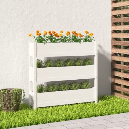 vidaXL Jardinera de madera maciza de pino blanco 112x25x104,5 cm